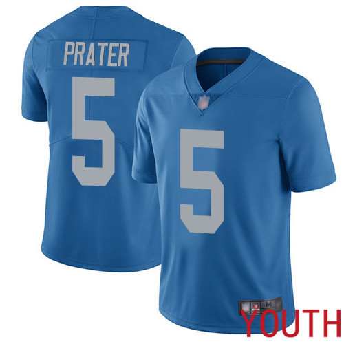 Detroit Lions Limited Blue Youth Matt Prater Alternate Jersey NFL Football #5 Vapor Untouchable->youth nfl jersey->Youth Jersey